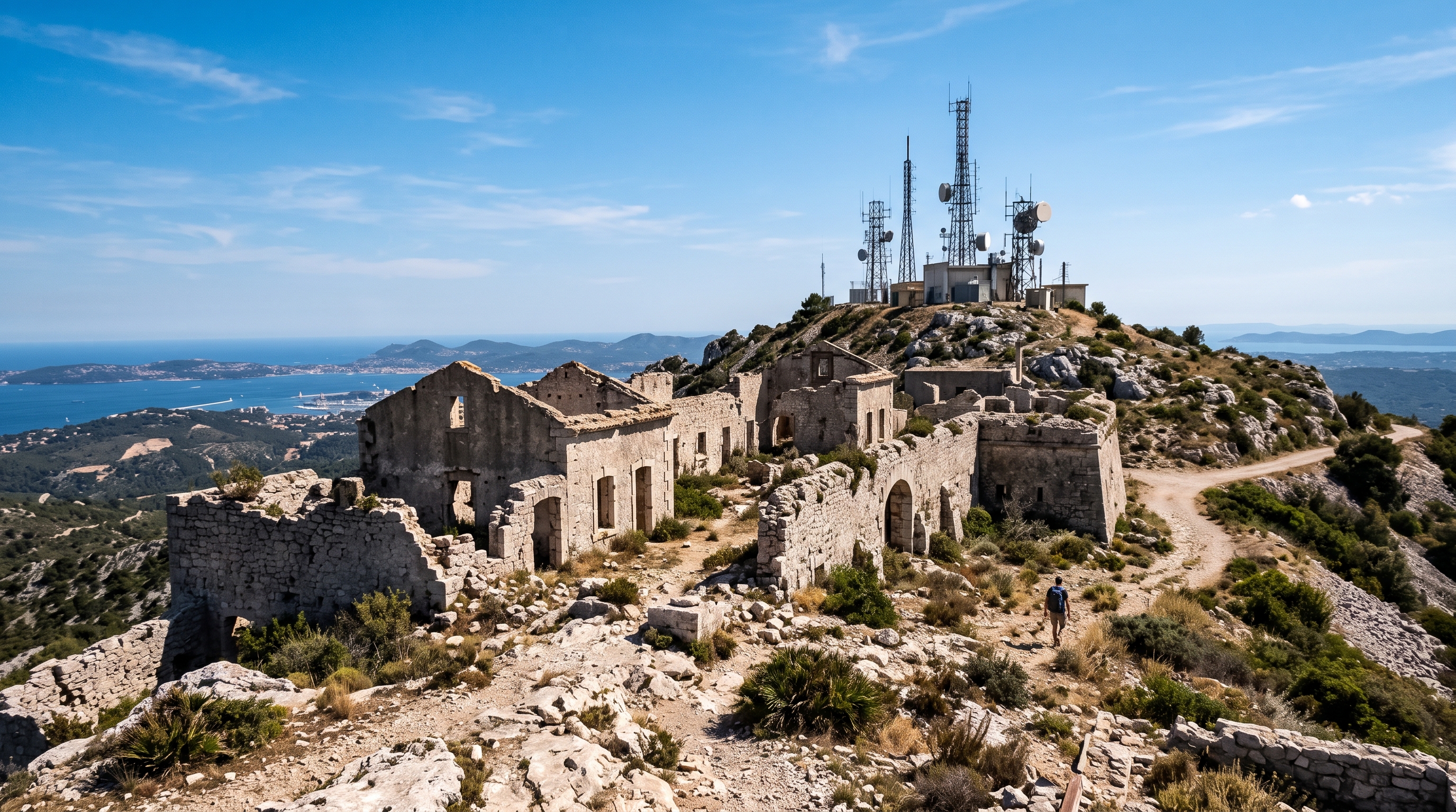 Ruines de l'ancien fort militaire au sommet du Mont Caume